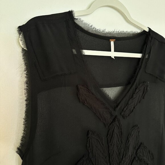 Free People Black Sheer Sleeveless Top Size L - Picture 3 of 6